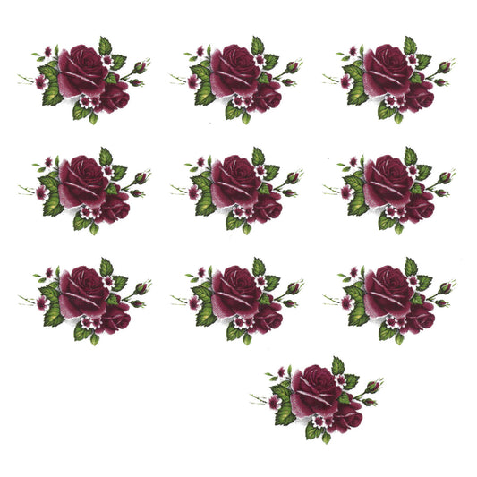 Rose Maroon Flower Singles B Overglaze Ceramic Decals
