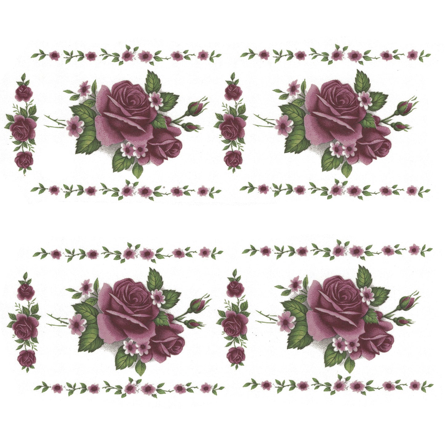 Pink Rose Flower Borders Waterslide Ceramic Decals