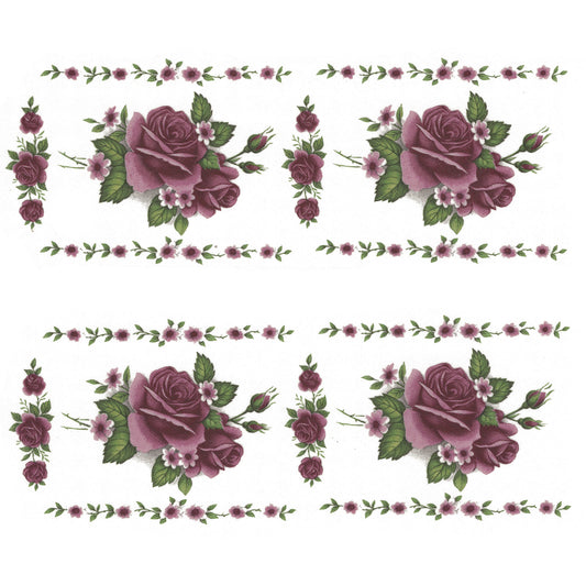 Pink Rose Flower Borders Waterslide Ceramic Decals