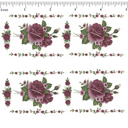 Pink Rose Flower Borders Waterslide Ceramic Decals