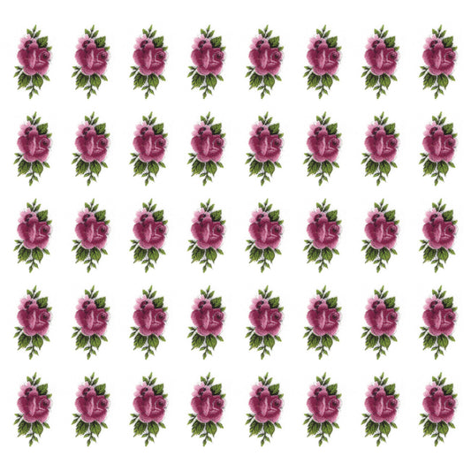 Pink Rose Flower Bits 40 pcs 0.5 Inch Overglaze Waterslide Ceramic Decals