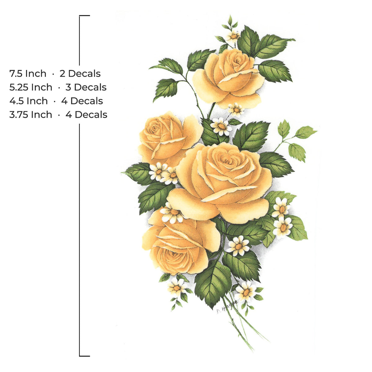 Yellow Rose Flower Overglaze Waterslide Ceramic Decals