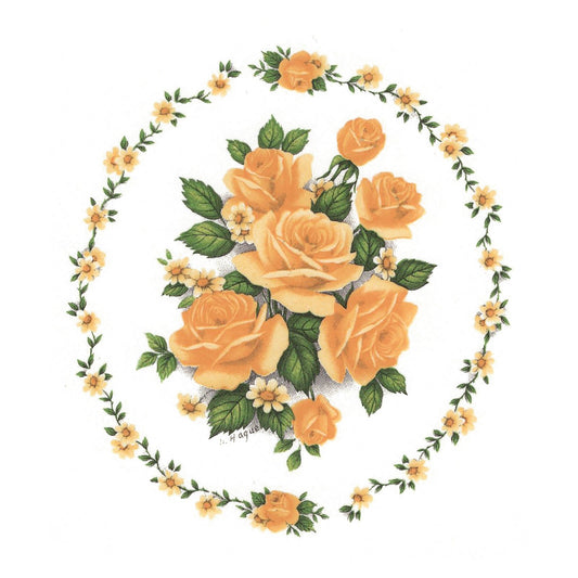 Yellow Rose Flower Oval with Border Overglaze Waterslide Ceramic Decals