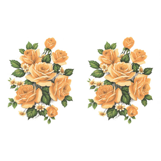 Yellow Rose Flower Bouquet N Overglaze Waterslide Ceramic Decals