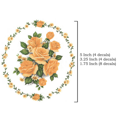 Yellow Rose Flower Oval with Border Overglaze Waterslide Ceramic Decals