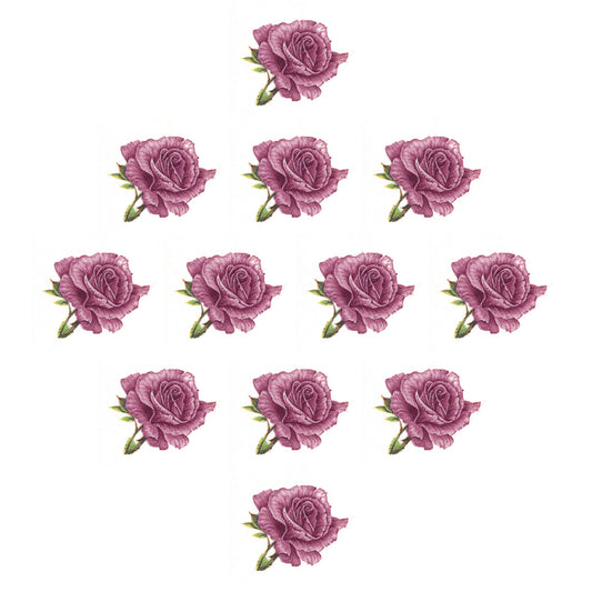 Burgundy Pink Rose Flowers 12 pcs 0.75 Inch Waterslide Ceramic Decals