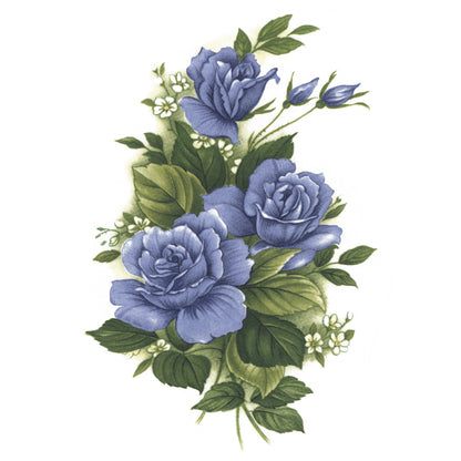 Midnight Blue Rose Flower Spray Overglaze Waterslide Ceramic Decals