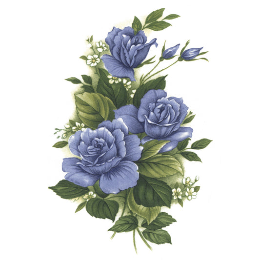 Midnight Blue Rose Flower Spray Overglaze Waterslide Ceramic Decals