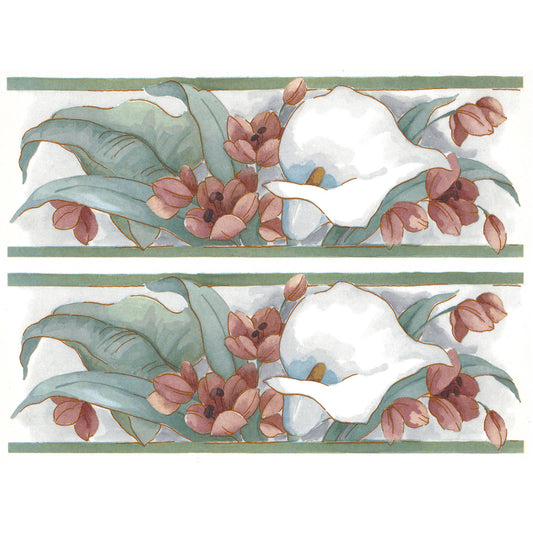Calla Lily Flower Wraps Gold Accents Overglaze Waterslide Ceramic Decals