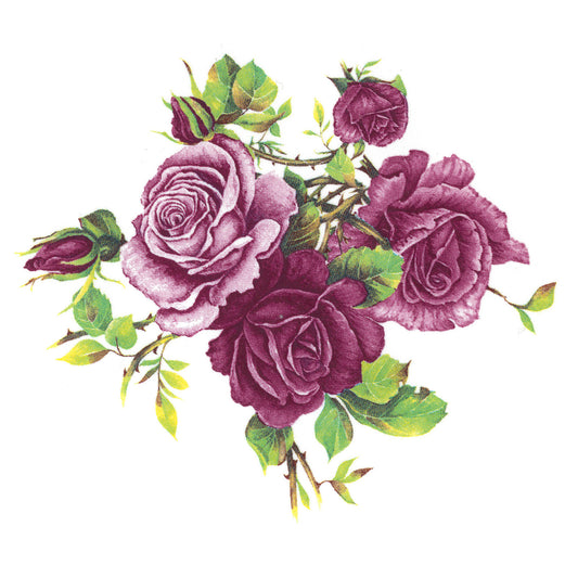 Burgundy Pink Rose Cluster Flowers Select-A-Size Waterslide Ceramic Decals