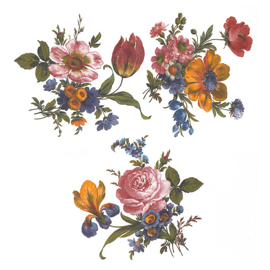 Classic Vibrant Retro Flower Bouquet Overglaze Waterslide Ceramic Decals