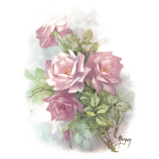 Pink Rose Flower Spray by Morgan Overglaze Waterslide Ceramic Decals