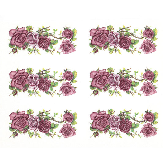 Pink Rose Swag Flowers K Overglaze Waterslide Ceramic Decals