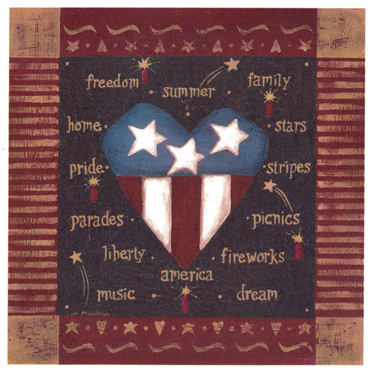 Patriotic Country Folk Heart Overglaze Waterslide Ceramic Decals