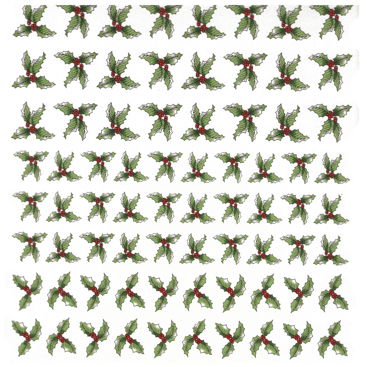Christmas Holly 164 pieces 1 Inch Assortment Overglaze Waterslide Ceramic Decals