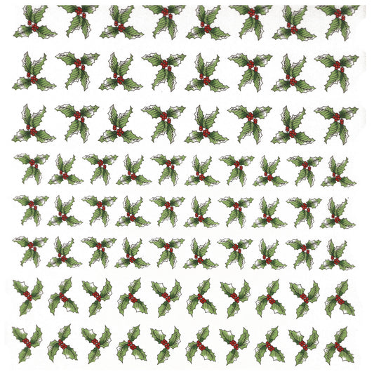 Christmas Holly 164 pieces 1 Inch Assortment Overglaze Waterslide Ceramic Decals