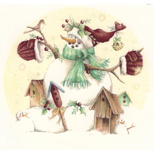 Christmas Snowman Birdhouses Round Overglaze Ceramic Decals