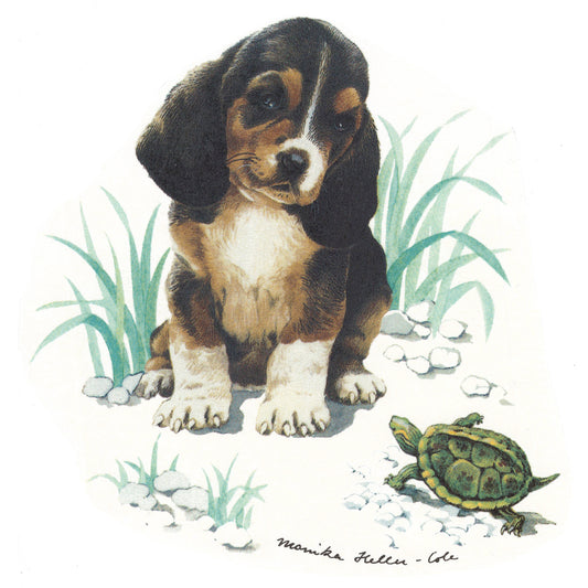 Puppy and Turtle Overglaze Waterslide Ceramic Decal