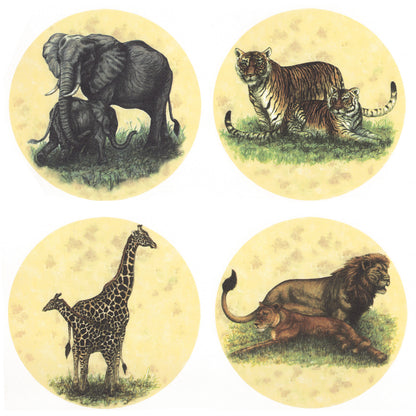 Safari Animals Set Lion Tiger Elephant Giraffe Overglaze Ceramic Decals