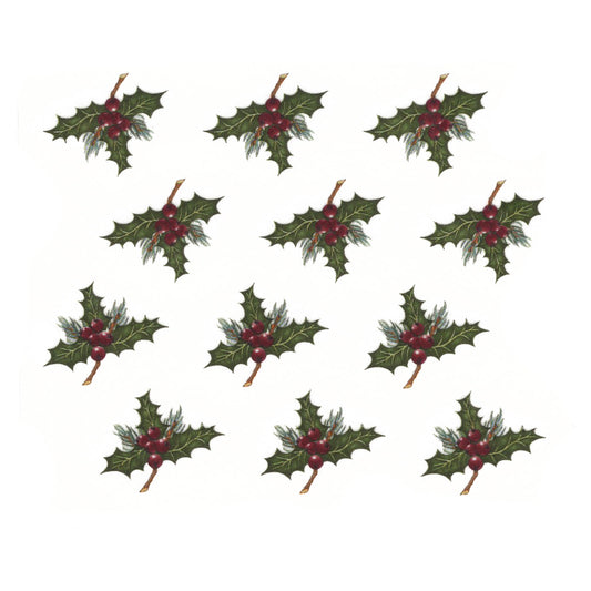 Christmas Holly Singles Overglaze Ceramic Decals