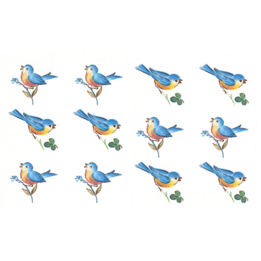 Little Bluebird Blue Bird 24 pcs 0.75 Inch Overglaze Waterslide Ceramic Decals