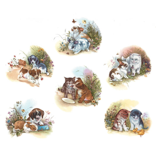 Puppy Kitten Rabbit Pets Overglaze Waterslide Ceramic Decals