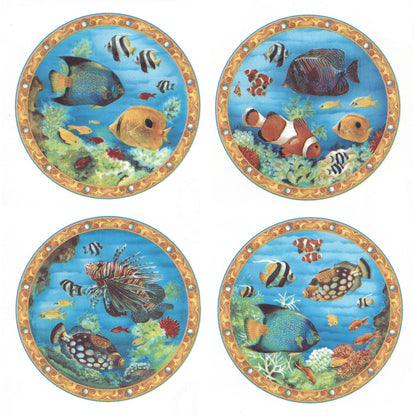 Tropical Fish Set of 4 Overglaze Waterslide Ceramic Decals