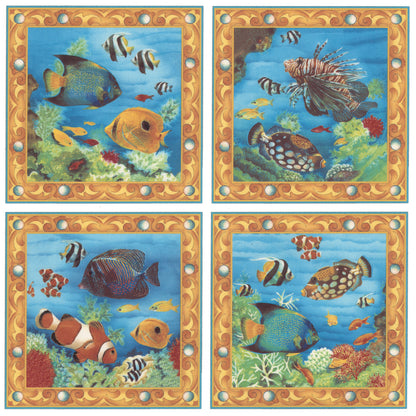 Tropical Fish Tile Deco Set of 4 Overglaze Waterslide Ceramic Decals