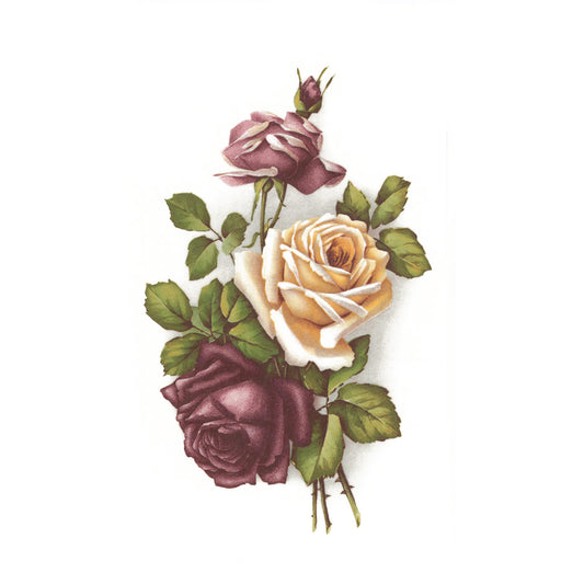 Pink Yellow Roses Overglaze Ceramic Decals