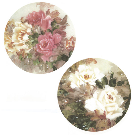 Pink and White Rose Set Overglaze Waterslide Ceramic Decals