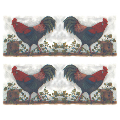Rooster Trailing Ivy Mug Wrap 8 Inch 2 pcs Overglaze Waterslide Ceramic Decal
