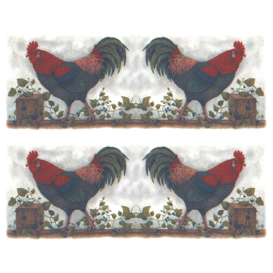 Rooster Trailing Ivy Mug Wrap 8 Inch 2 pcs Overglaze Waterslide Ceramic Decal