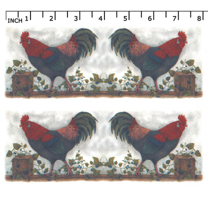 Rooster Trailing Ivy Mug Wrap 8 Inch 2 pcs Overglaze Waterslide Ceramic Decal