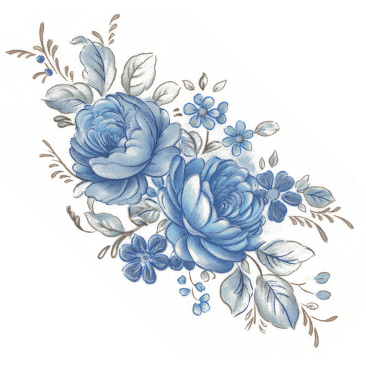 Wild Blue Rose Overglaze Waterslide Ceramic Decals