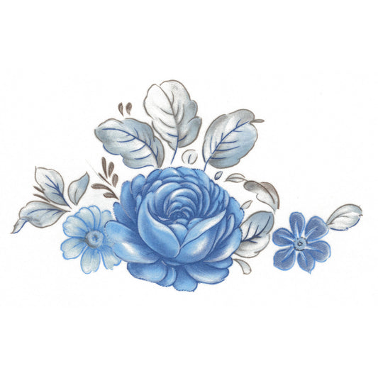 Wild Blue Rose Single Overglaze Waterslide Ceramic Decals