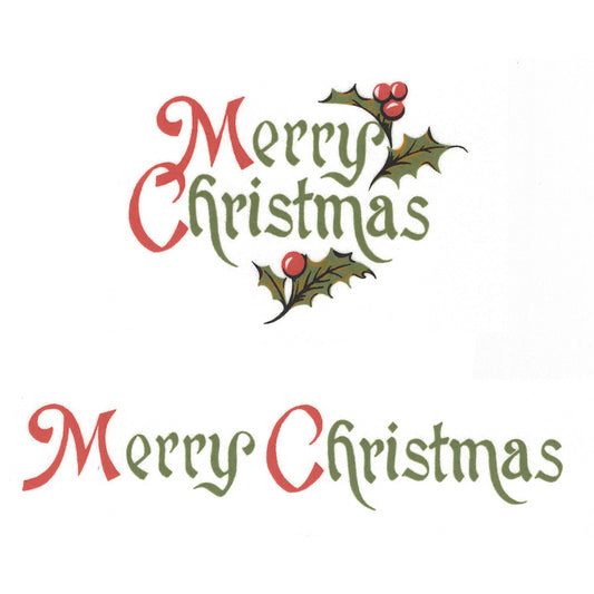 Merry Christmas with Holly Overglaze Ceramic Decals