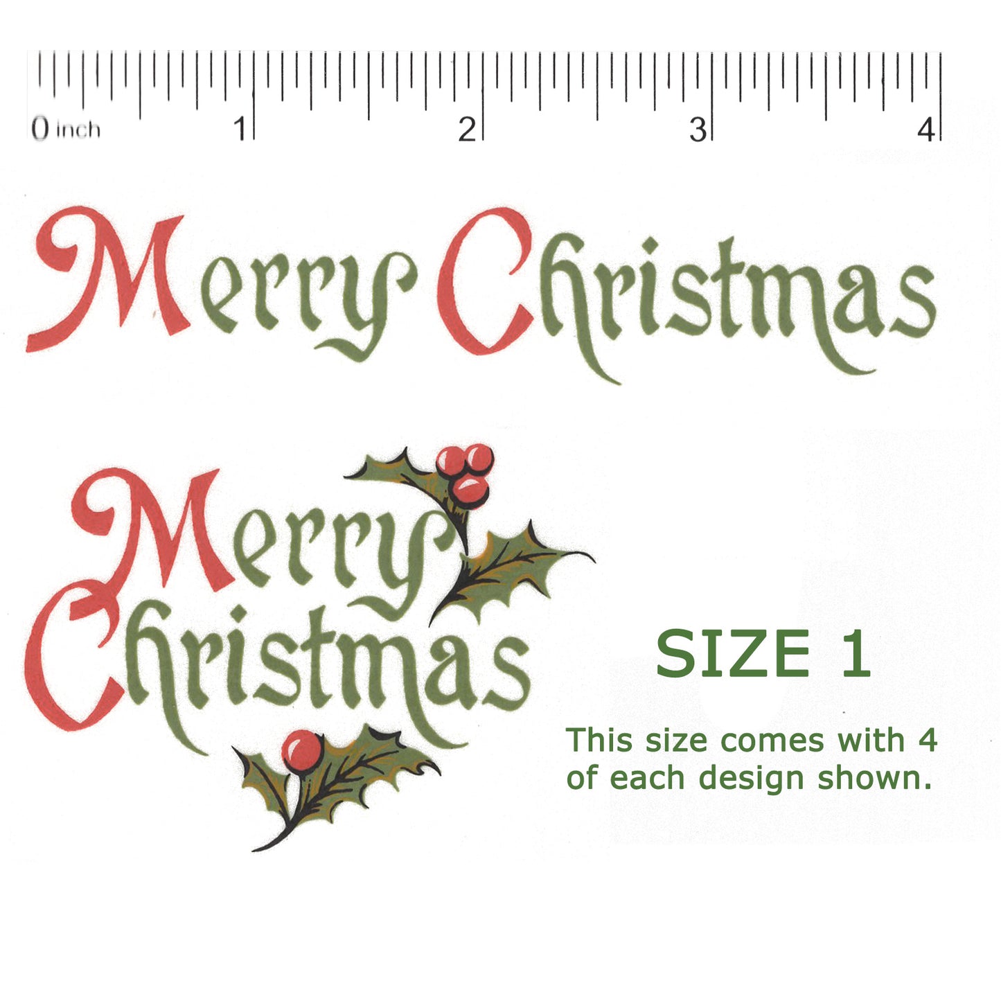 Merry Christmas with Holly Overglaze Ceramic Decals