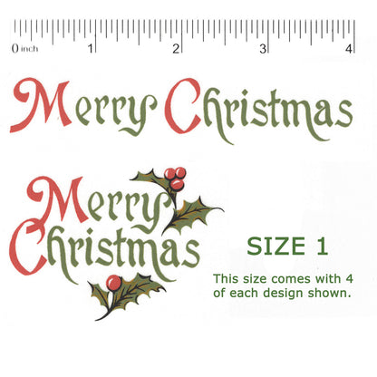 Merry Christmas with Holly Overglaze Ceramic Decals