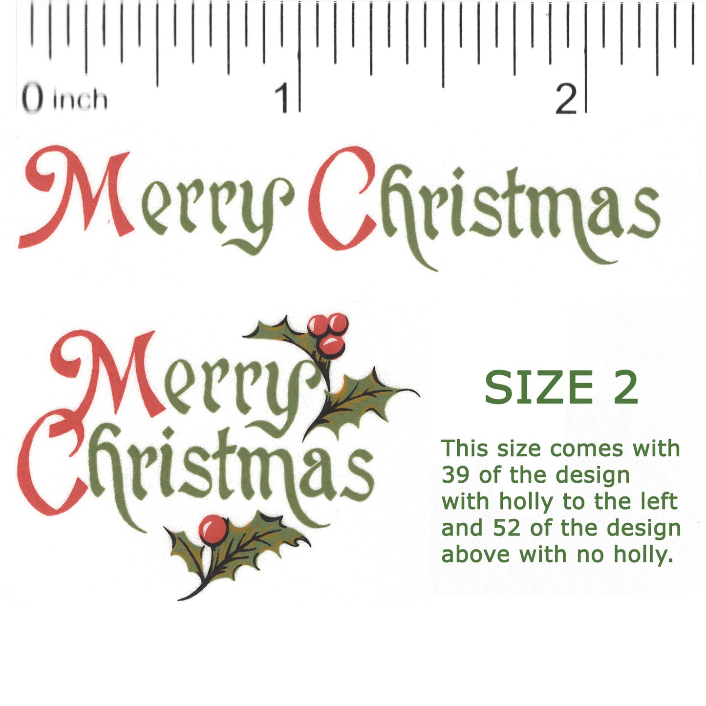 Merry Christmas with Holly Overglaze Ceramic Decals