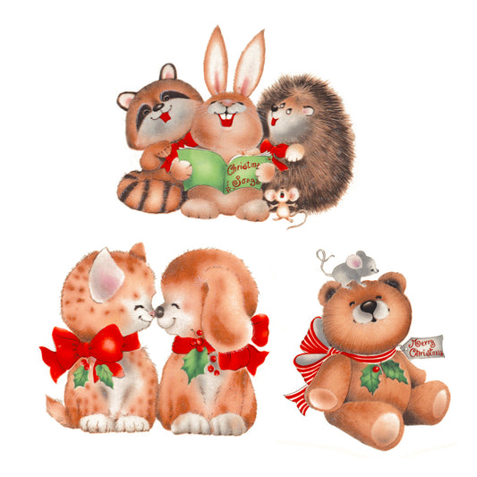 Christmas Cute Critters Overglaze Ceramic Decals