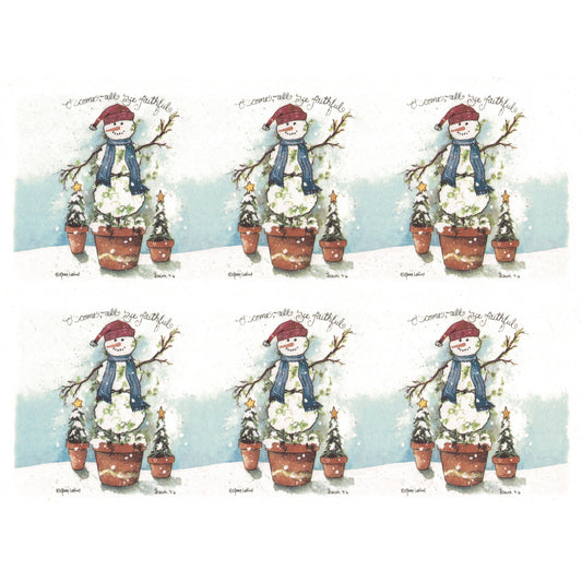 Christmas Snowman O Come All Ye Faithful Mug Wrap Overglaze Ceramic Decals