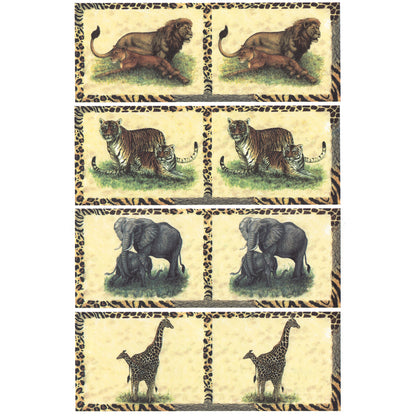 Safari Animals Set Lion Tiger Elephant Giraffe Overglaze Ceramic Decals