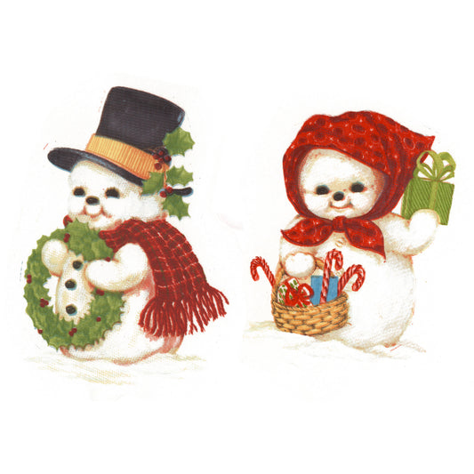 Christmas Snowman Snowwoman Overglaze Waterslide Ceramic Decals