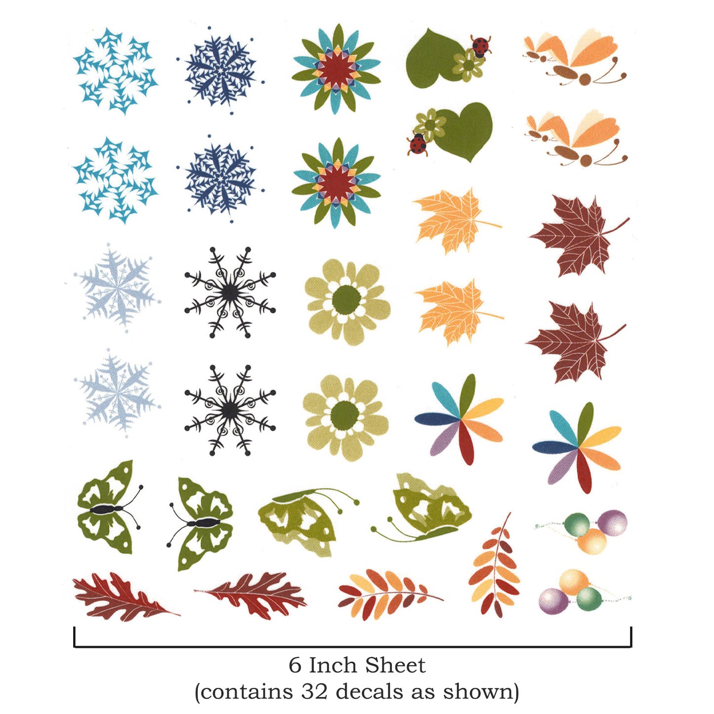 Seasonal Bits and Pieces Spring Summer Fall Winter Waterslide Ceramic Decals