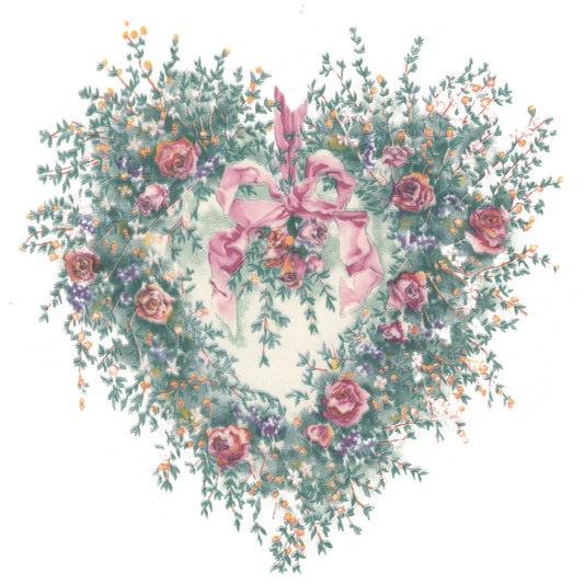 Heart Wreath Pink Yellow Flowers Overglaze Waterslide Ceramic Decals