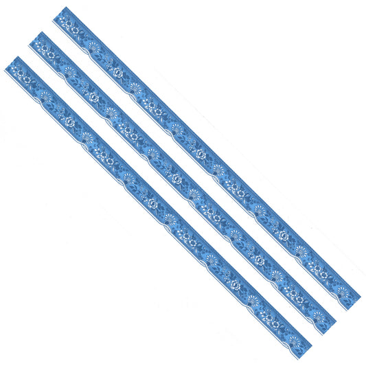 Blue Floral Border Retro Border 11.5 Inch 3 pcs Overglaze Waterslide Ceramic Decals