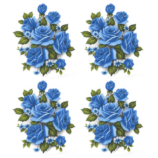 Rose Blue Flower Style N Overglaze Waterslide Ceramic Decals