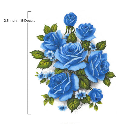 Rose Blue Flower Style N Overglaze Waterslide Ceramic Decals