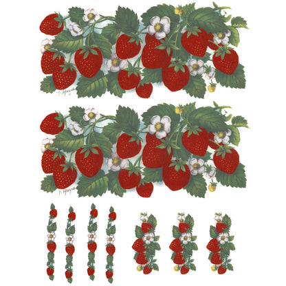 Strawberry Wraps Wraparound 7 Inch 2 pcs Overglaze Waterslide Ceramic Decal