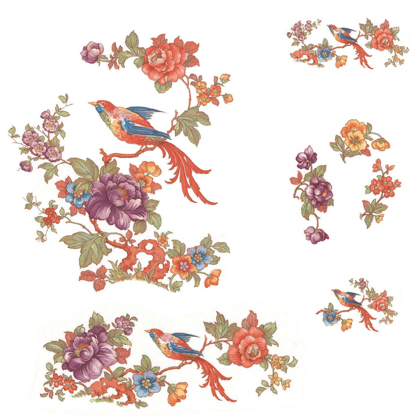 Madeline Bird Flowering Tree Motif Overglaze Waterslide Ceramic Decals